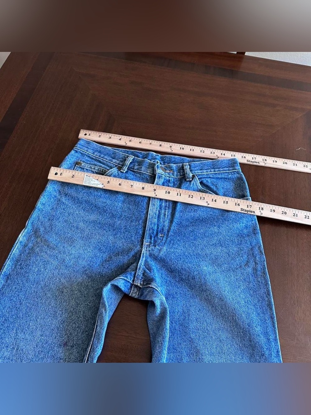 Vintage Lee Jeans Made USA 32x30 Blue Denim Straight Leg Faded - Picture 5 of 6